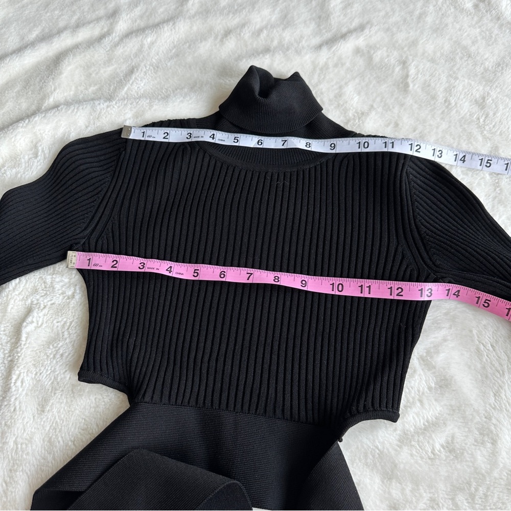 Cushnie Et Ochs Tie Waist Cropped Black Turtleneck Wrap Sweater XS - Picture 5 of 11